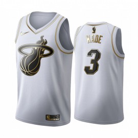 Camiseta Dwyane Wade #3 Miami Heat Blanco Gold Edition