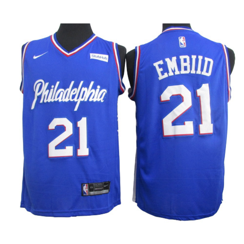 Camiseta Joel Embiid #21 Philadelphia 76ers 2020 Azul Camiseta Joel Embiid #21 Philadelphia 76ers 2020 Azul