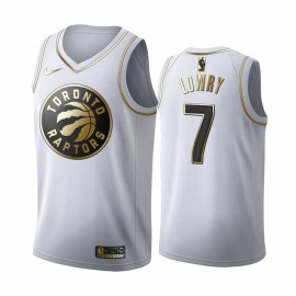 Camiseta Kyle Lowry #7 Toronto Raptors Blanco Gold Edition