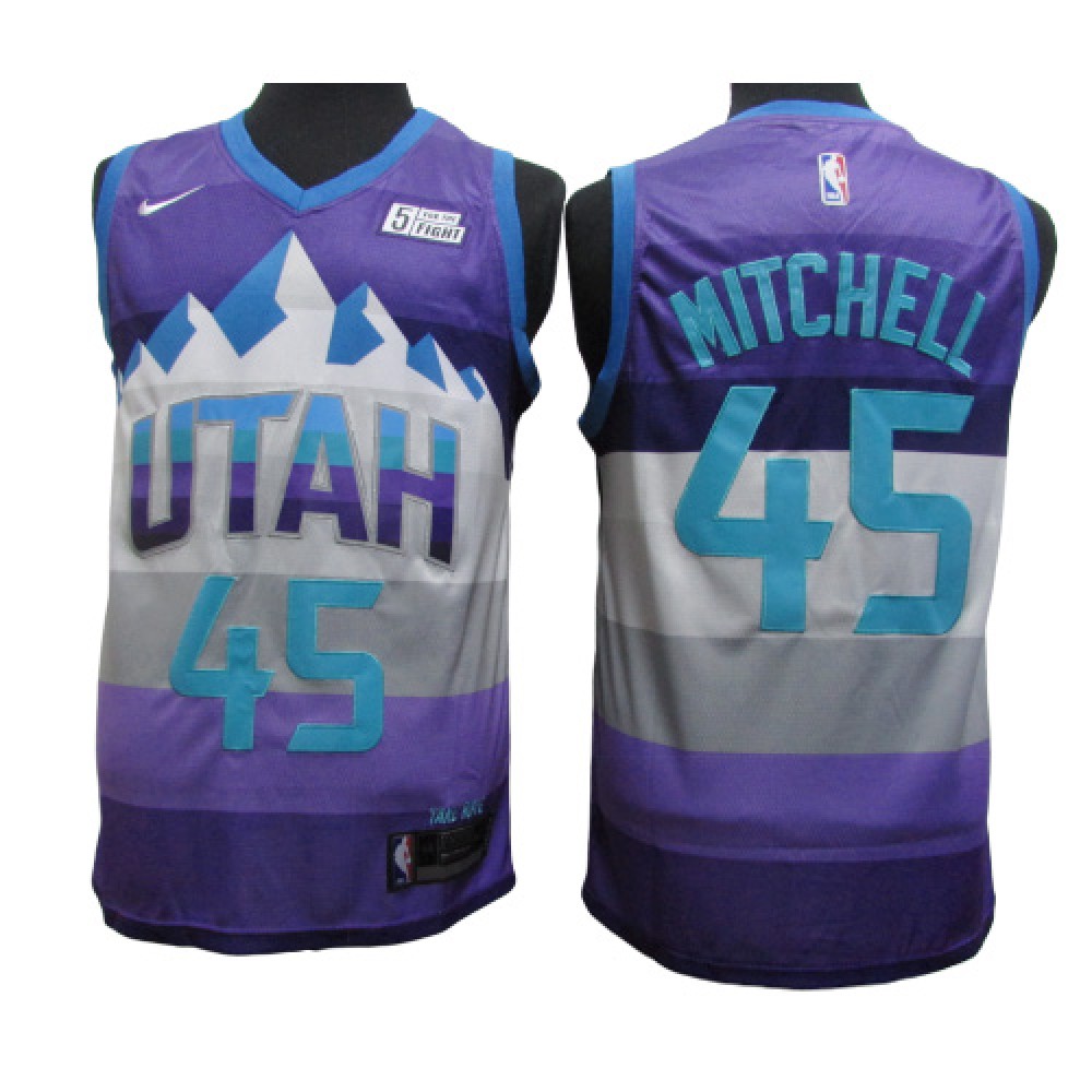 Camiseta Donovan Mitchell #45 Utah Jazz Purpura City Edition Camiseta Donovan Mitchell #45 Utah Jazz Purpura City Edition