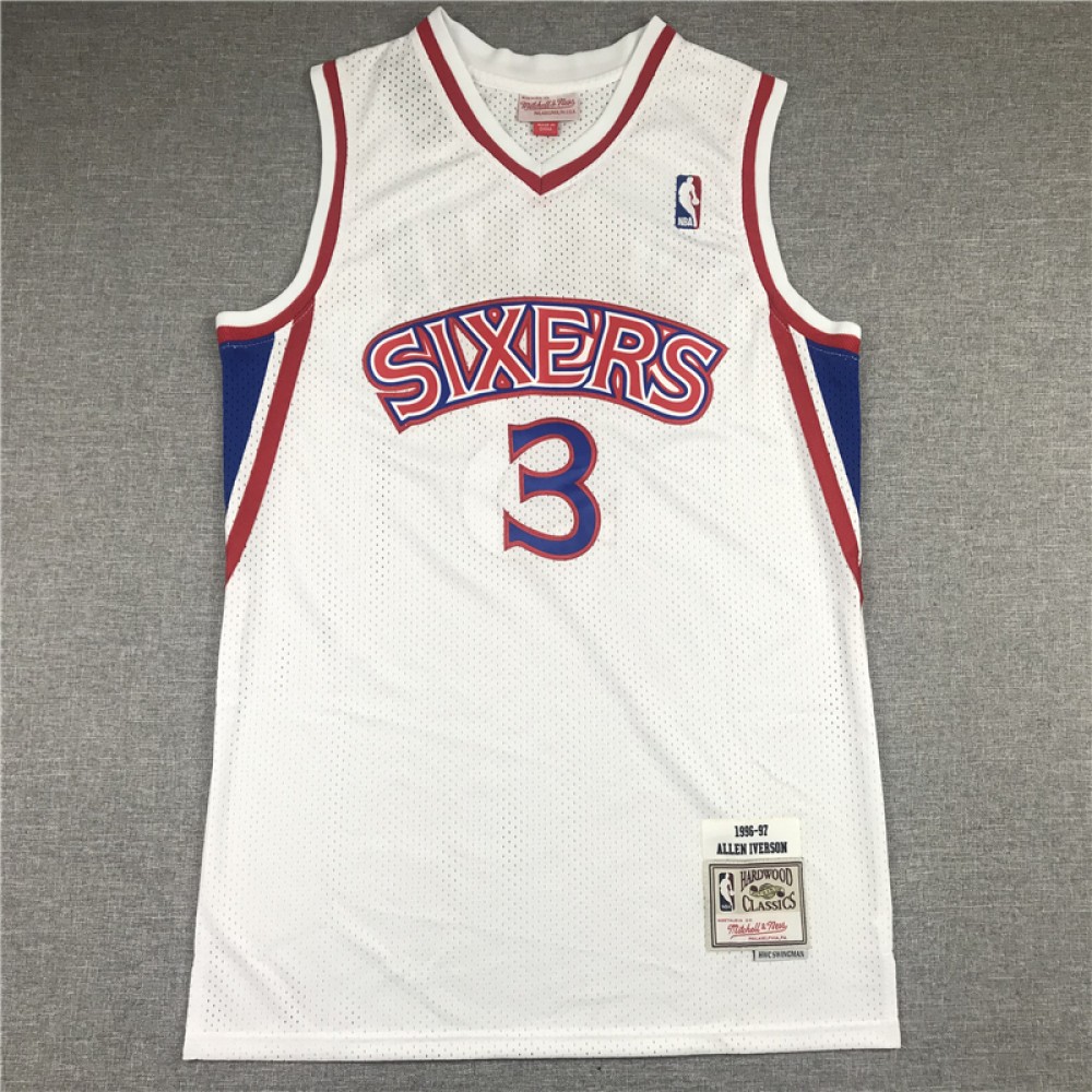 Camiseta Allen Iverson #3 Philadelphia 76ers 1996/97 Blanco Camiseta Allen Iverson #3 Philadelphia 76ers 1996/97 Blanco