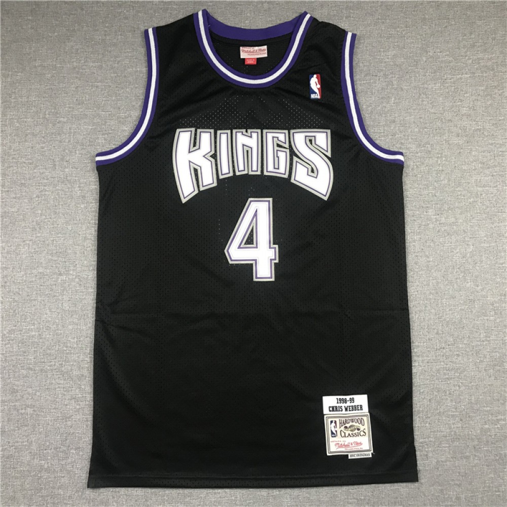 Camiseta Chris Webber #4 Sacramento Kings 1998/99 Negro Hardwood Classics