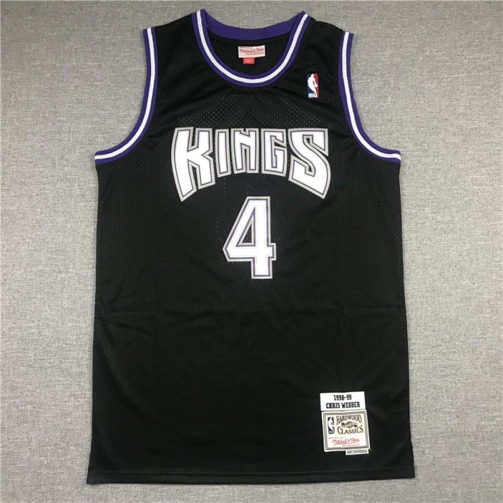 Camiseta Chris Webber #4 Sacramento Kings 1998/99 Negro Hardwood ...