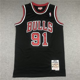 Camiseta Dennis Rodman #91 Chicago Bulls 1997/98 Negro Hardwood Classics