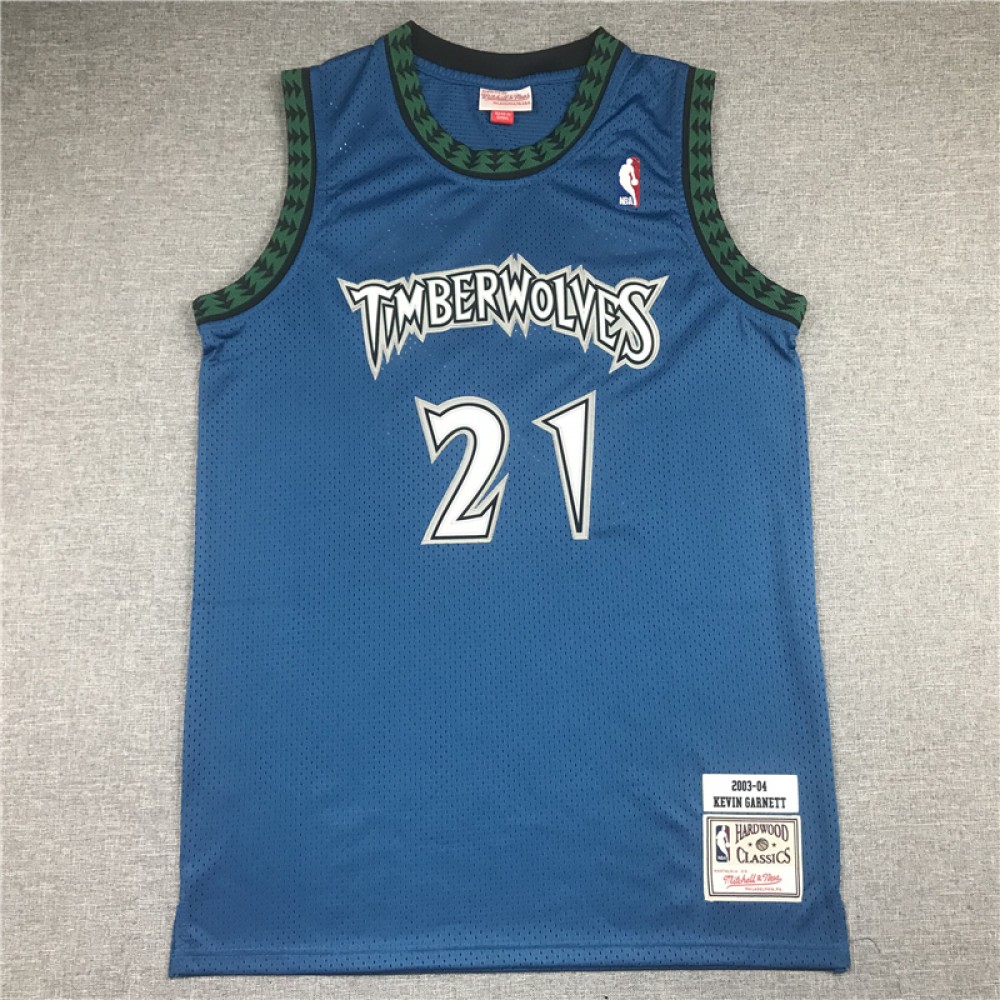 Camiseta Kevin Garnett #21 Minnesota Timberwolves 2003/04 Azul Classic Camiseta Kevin Garnett #21 Minnesota Timberwolves 2003/04 Azul Classic