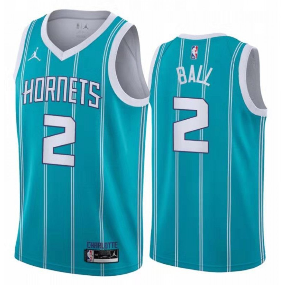 Camiseta LaMelo Ball #2 Charlotte Hornets Verde con Rayas Blancas