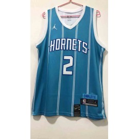 Camiseta LaMelo Ball #2 Charlotte Hornets Verde con Rayas Blancas