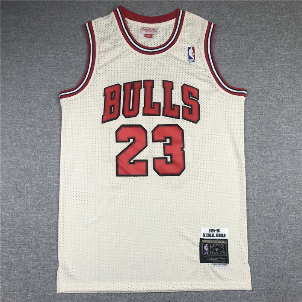 Camiseta Michael Jordan #23 Chicago Bulls 1995/96 Beige Hardwood Classics Camiseta Michael Jordan #23 Chicago Bulls 1995/96 Beige Hardwood Classics