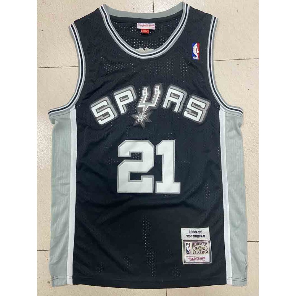 Camiseta Tim Duncan #21 San Antonio Spurs 1998/99 Negro Classic Edition