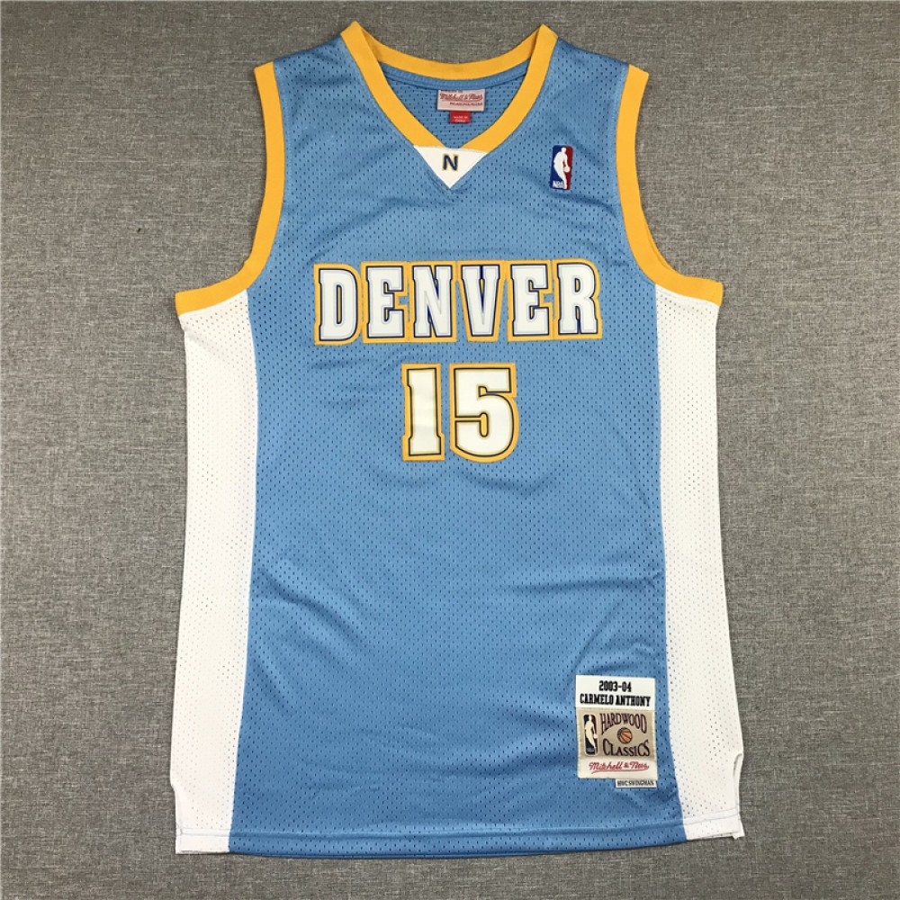 Camiseta Carmelo Anthony #15 Denver Nuggets Azul Retro