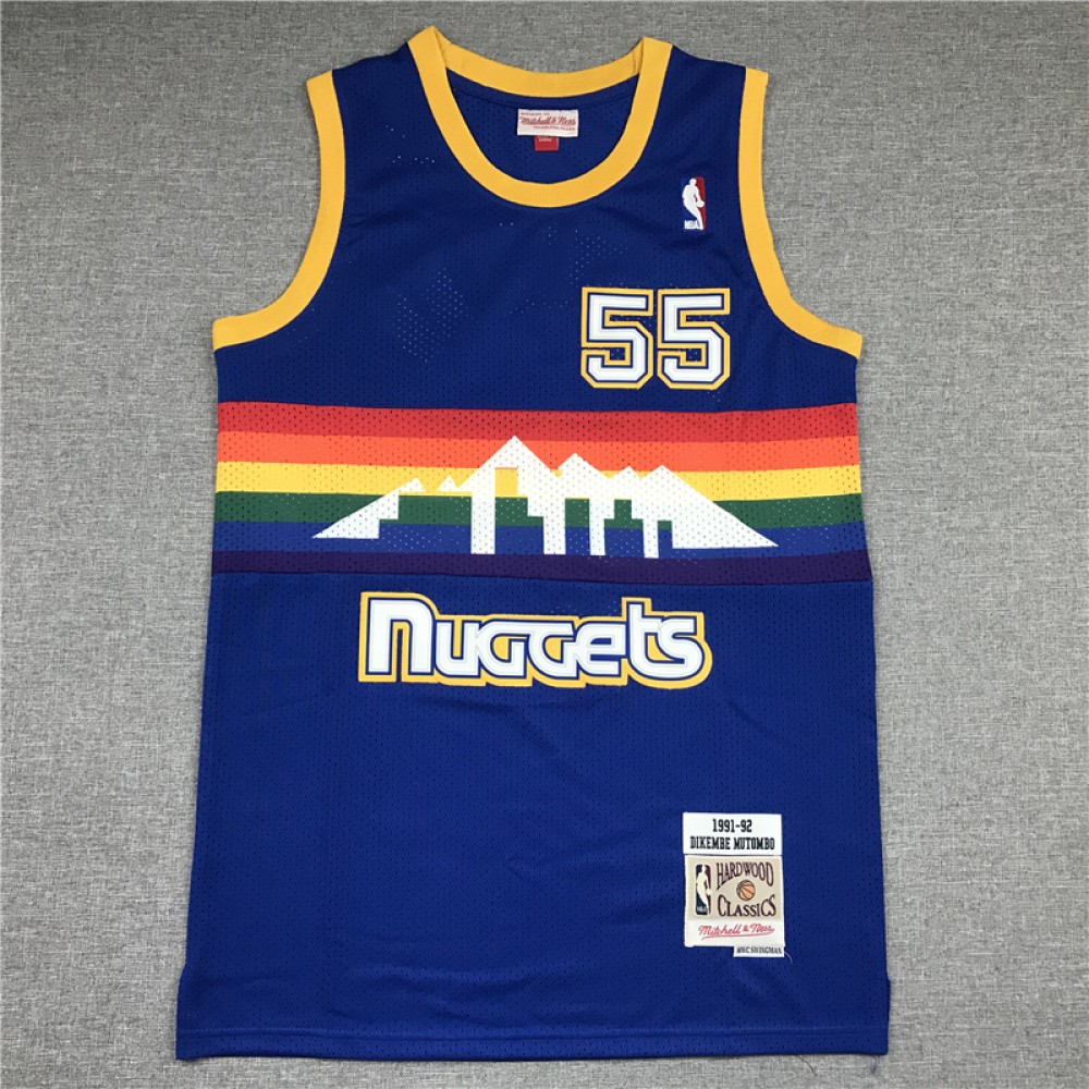 Camiseta Dikembe Mutombo #55 Denver Nuggets Azul