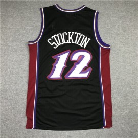 Camiseta John Stockton #12 Utah Jazz Retro Negro