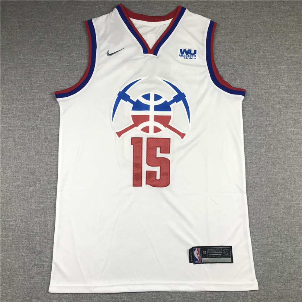 Camiseta Nikola Jokić #15 Denver Nuggets Blanco Earned Edition Camiseta Nikola Jokić #15 Denver Nuggets Blanco Earned Edition