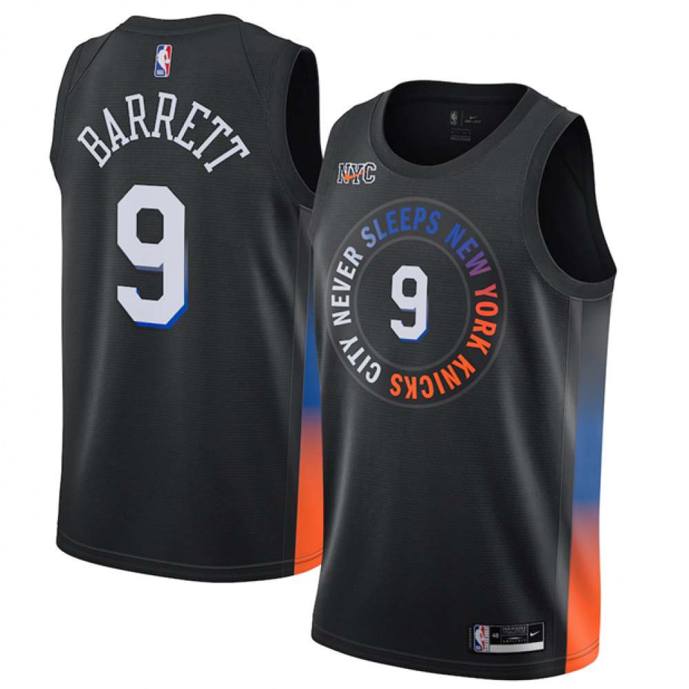Camiseta RJ Barrett #9 New York Knicks Negro City Edition  Camiseta RJ Barrett #9 New York Knicks Negro City Edition