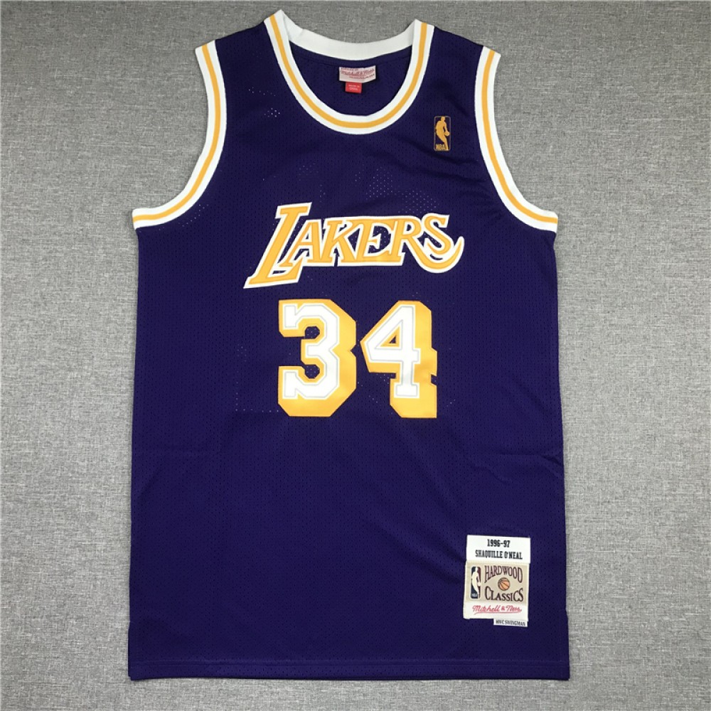 Camiseta Shaquille O'Neal #34 Los Angeles Lakers Púrpura Etiqueta de Oro